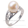 silver latest ring designs pearl stone ring